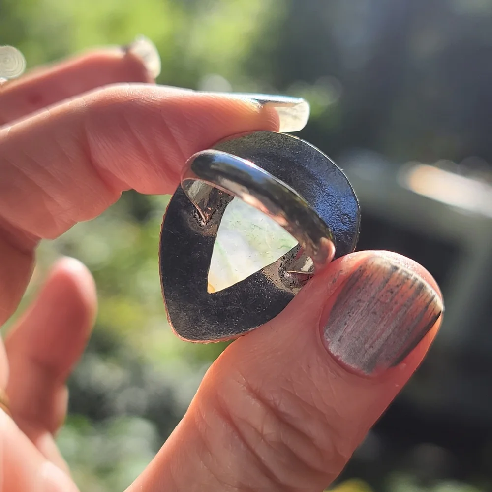 46k moss agate sterling ring sz7 - Picture 3 of 9